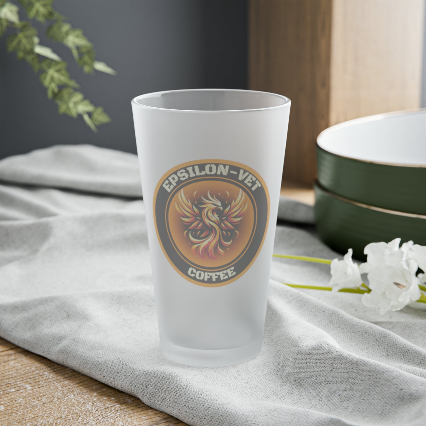 Epsilon-Vet Frosted Pint Glass, 16oz